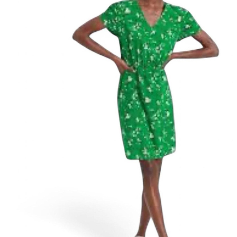 Banana Republic Kelly Green Floral Fit-and-Flare Dress -XS 💚